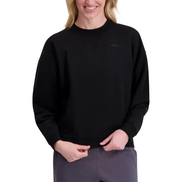 DKNY Women's Logo Fleece Crewneck - Picture 2 of 3